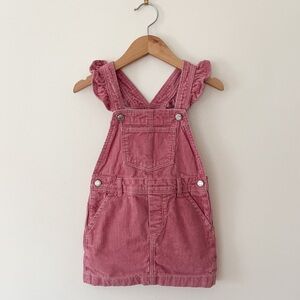 GAP EUC Dusty Rose Corduroy Ruffle Jumper Dress